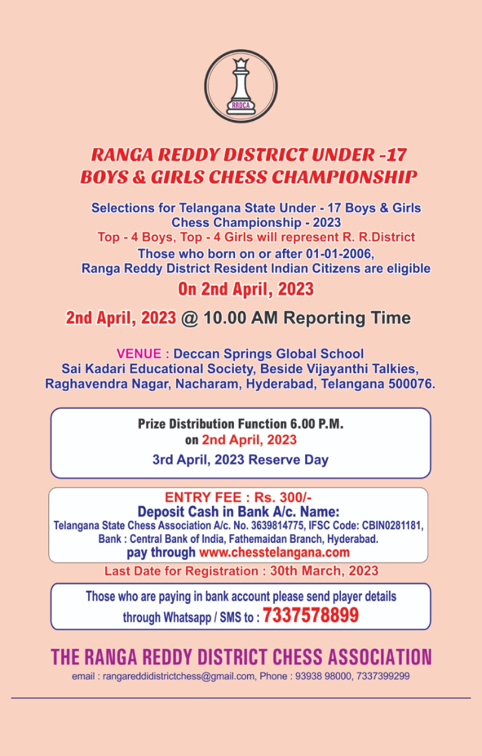 Ranga Reddy District Under-17 Boys & Girls Chess Championship ...