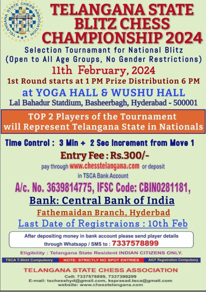 Telangana State Blitz Chess Championship 2024 Telangana State Chess