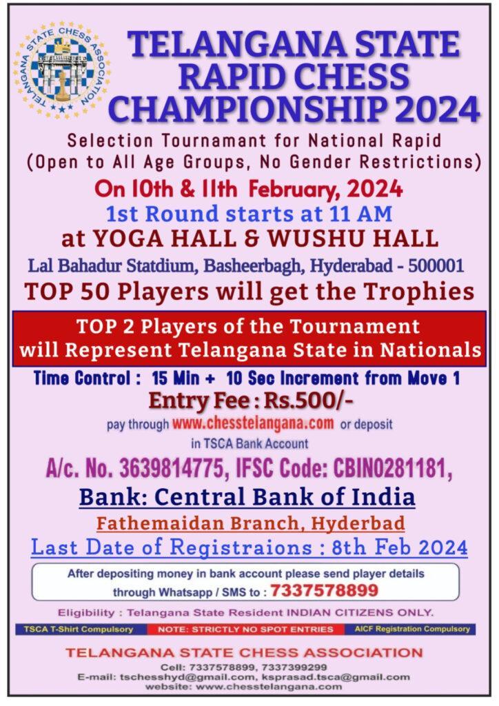 Telangana State Rapid Chess Championship 2024 Telangana State Chess